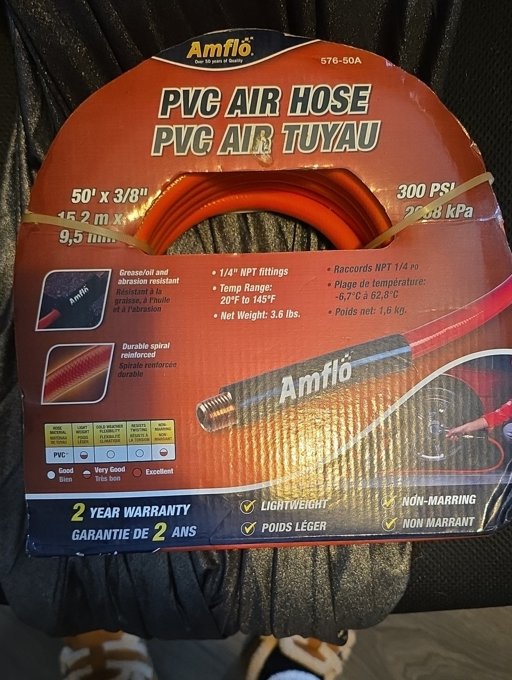 Orange PVC Air Hose - 50' x 3/8"